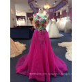 Purple Lace Evening Dress for Wedding with Separate Train